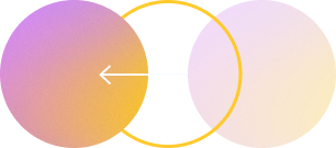 White left-turn arrow icon on a purple-to-yellow gradient background with circular shapes
