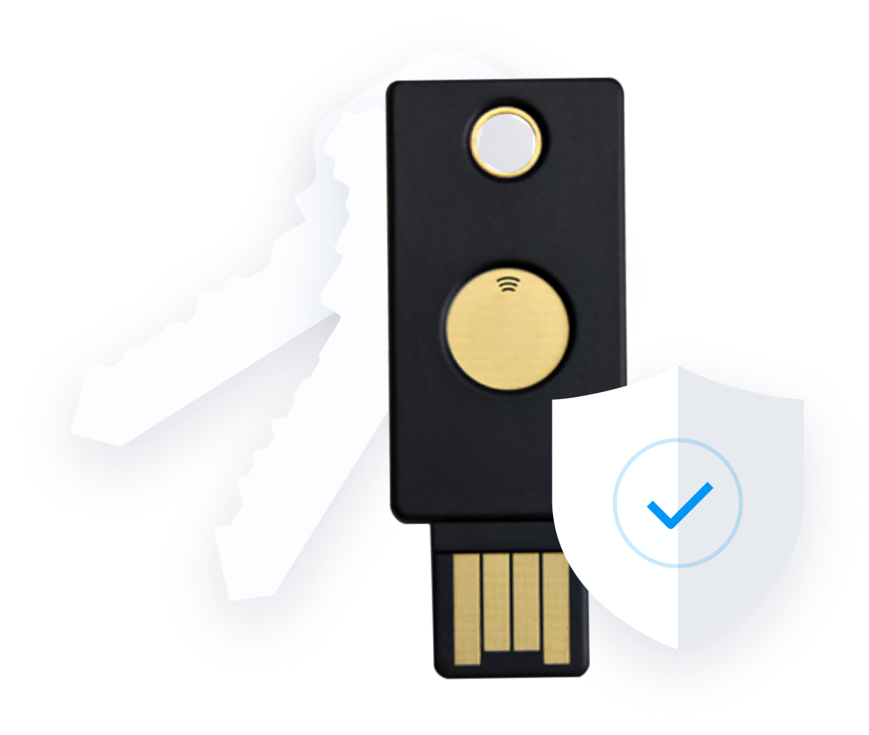 dispositif de connexion par clé de sécurité avec icône de bouclier de protection