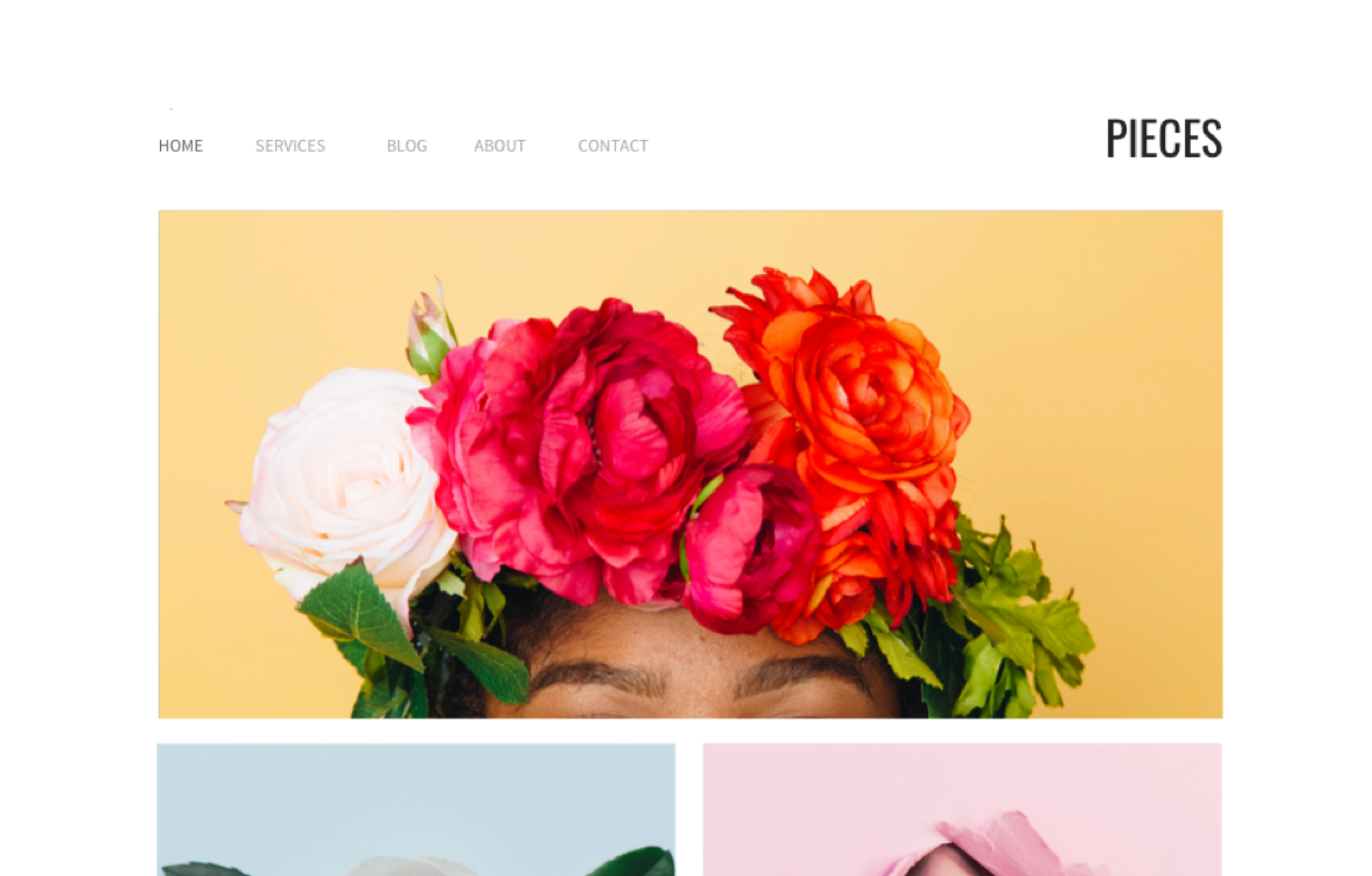 website template showing users art pieces and image designs to build their website